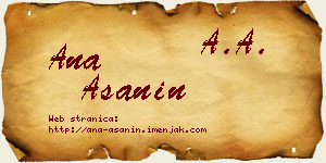 Ana Ašanin vizit kartica